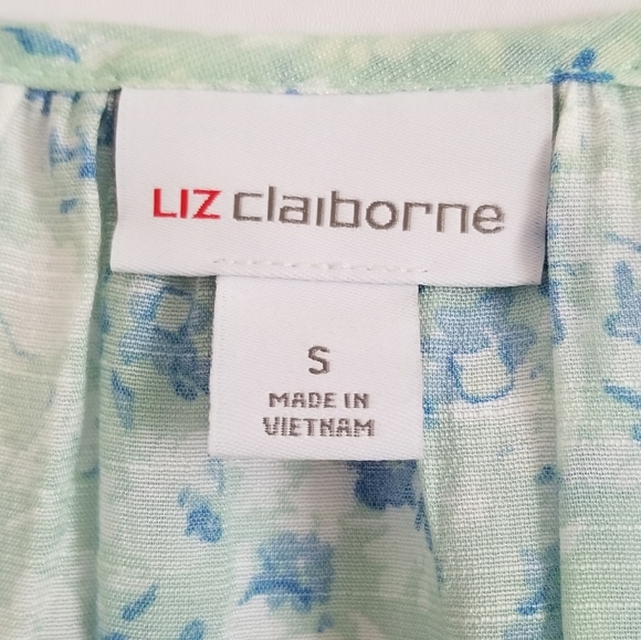 NWT Liz Claiborne Seagreen Ditzy Print Blouse Size Small - Picture 6 of 7